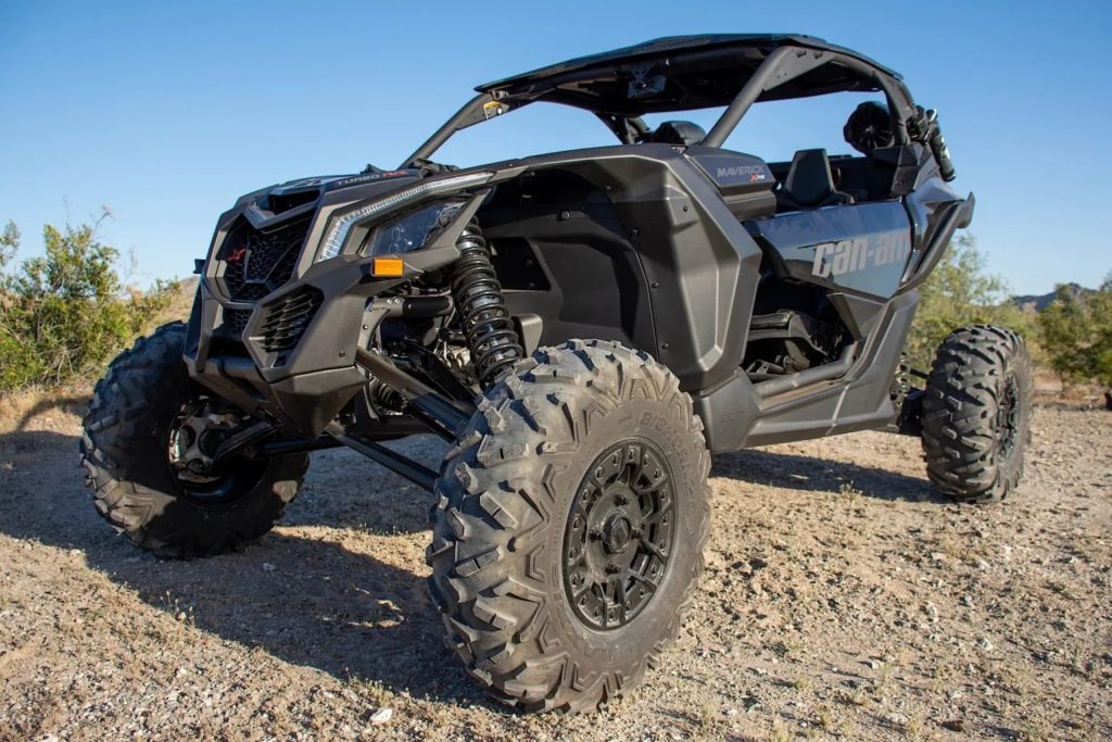 front quarter view of the 2020 Can-Am Maverick X3 RS Turbo RR